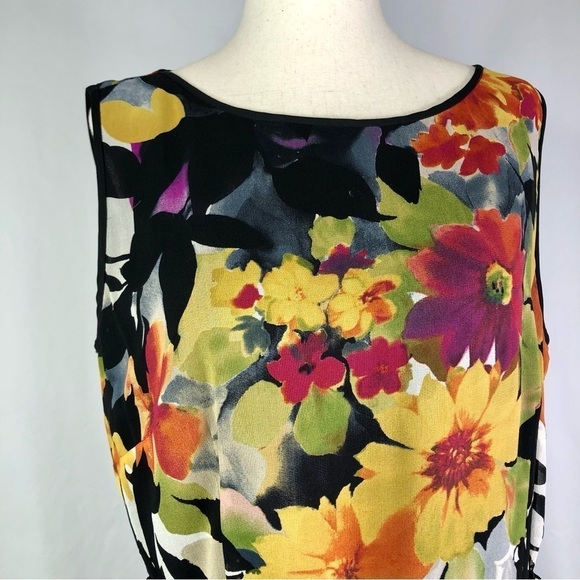 Talbots 100% silk dress floral sleeveless tie waist size 14 - Picture 2 of 10